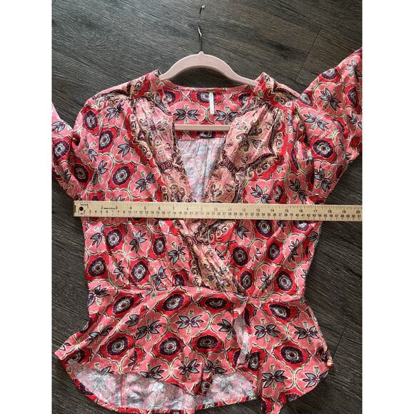 Free People Small Falling for You Floral Print Peplum Top Excellent Condition - Picture 9 of 9